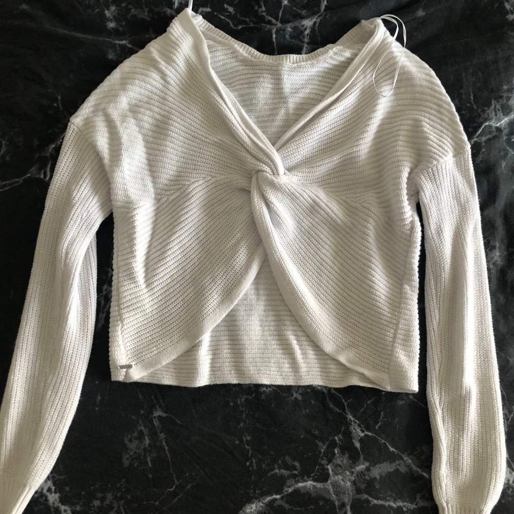 Hollister White Reversible Twist Sweater